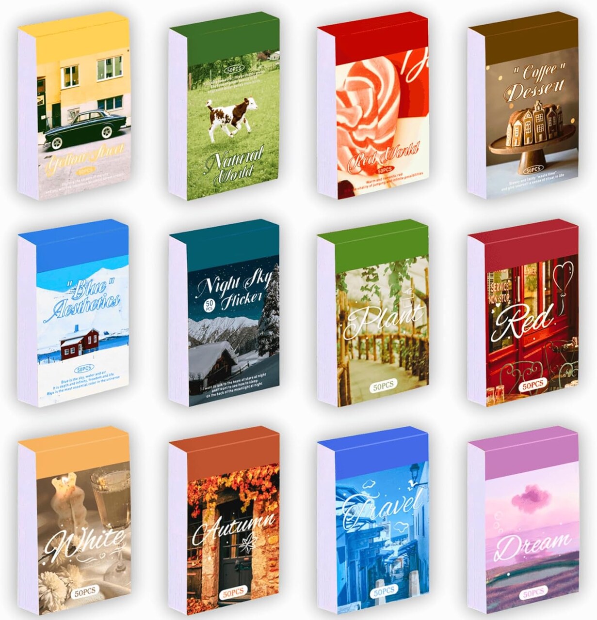 600 Sheets Vintage Scrapbooking Supplies Kit - 12 Sets Washi Stickers (Aesthetic) 5 x 2 x 2 inches